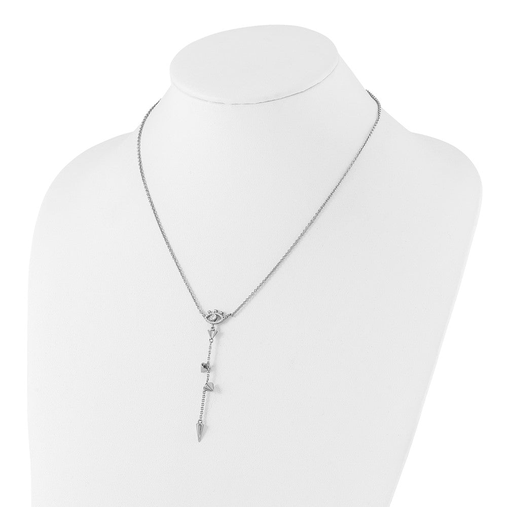 Sterling Silver Rhodium-plated Evil Eye CZ 18in w/2in ext Necklace