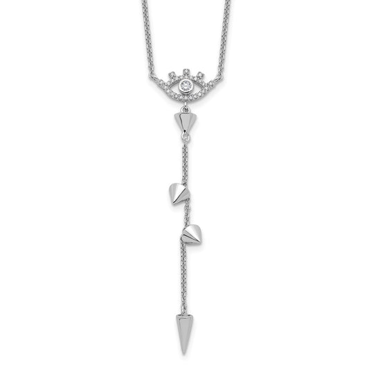 Sterling Silver Rhodium-plated Evil Eye CZ 18in w/2in ext Necklace