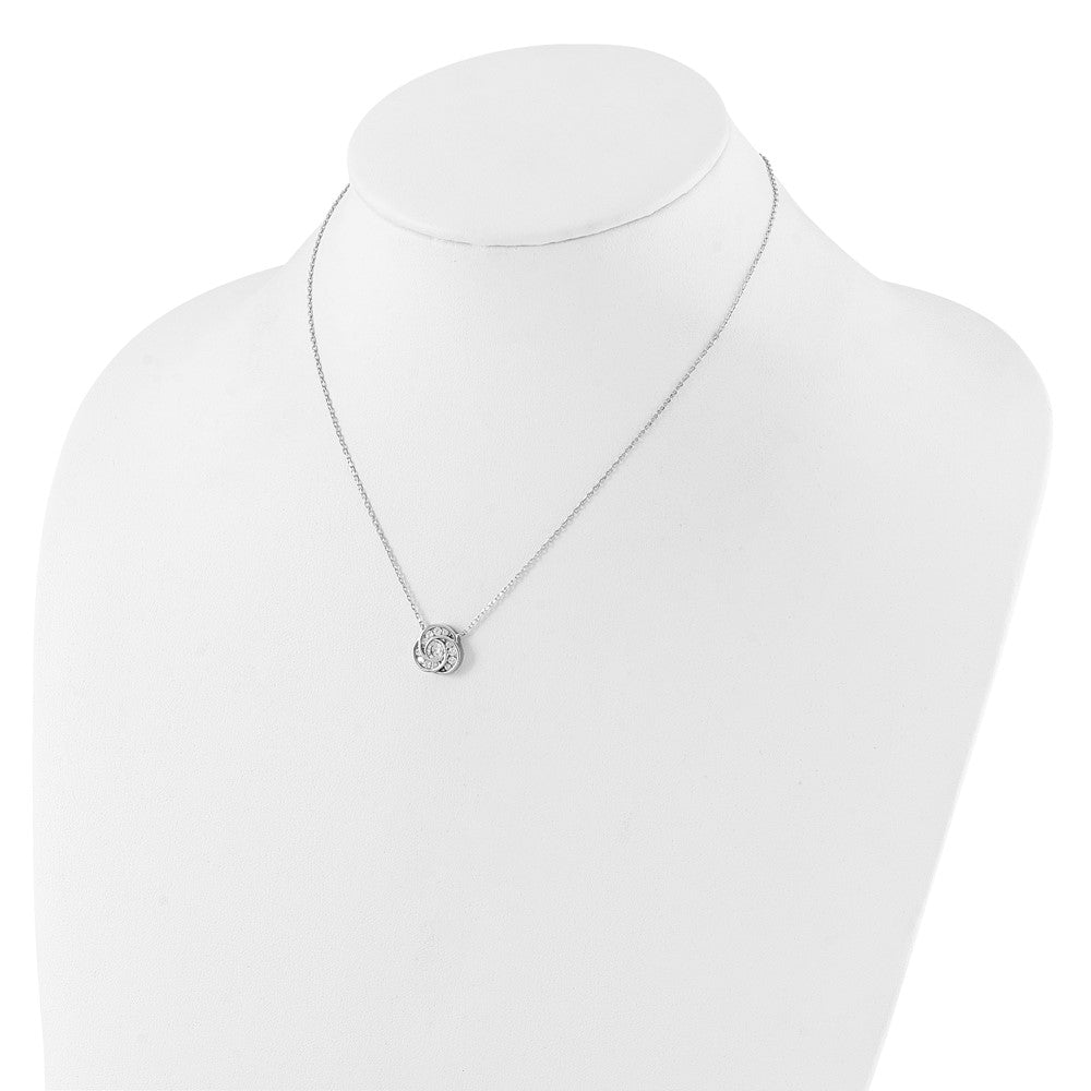 Sterling Silver Rhodium-plated CZ Love Knot 16in w/2in ext Necklace