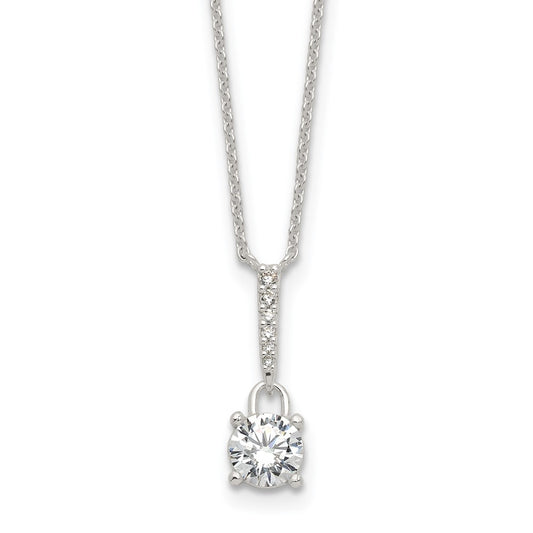 Sterling Silver E-coated CZ 17.75in Necklace