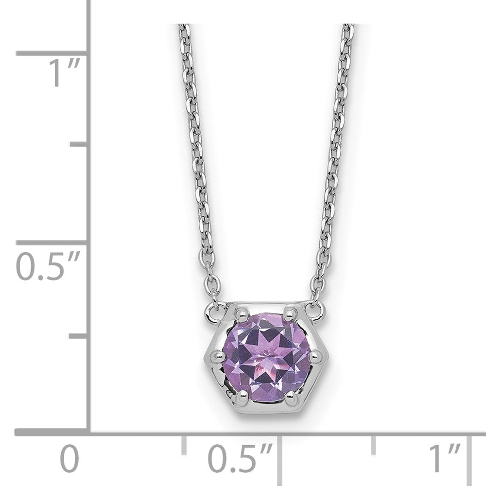Sterling Silver Rhodium-plated Polished Amethyst Necklace