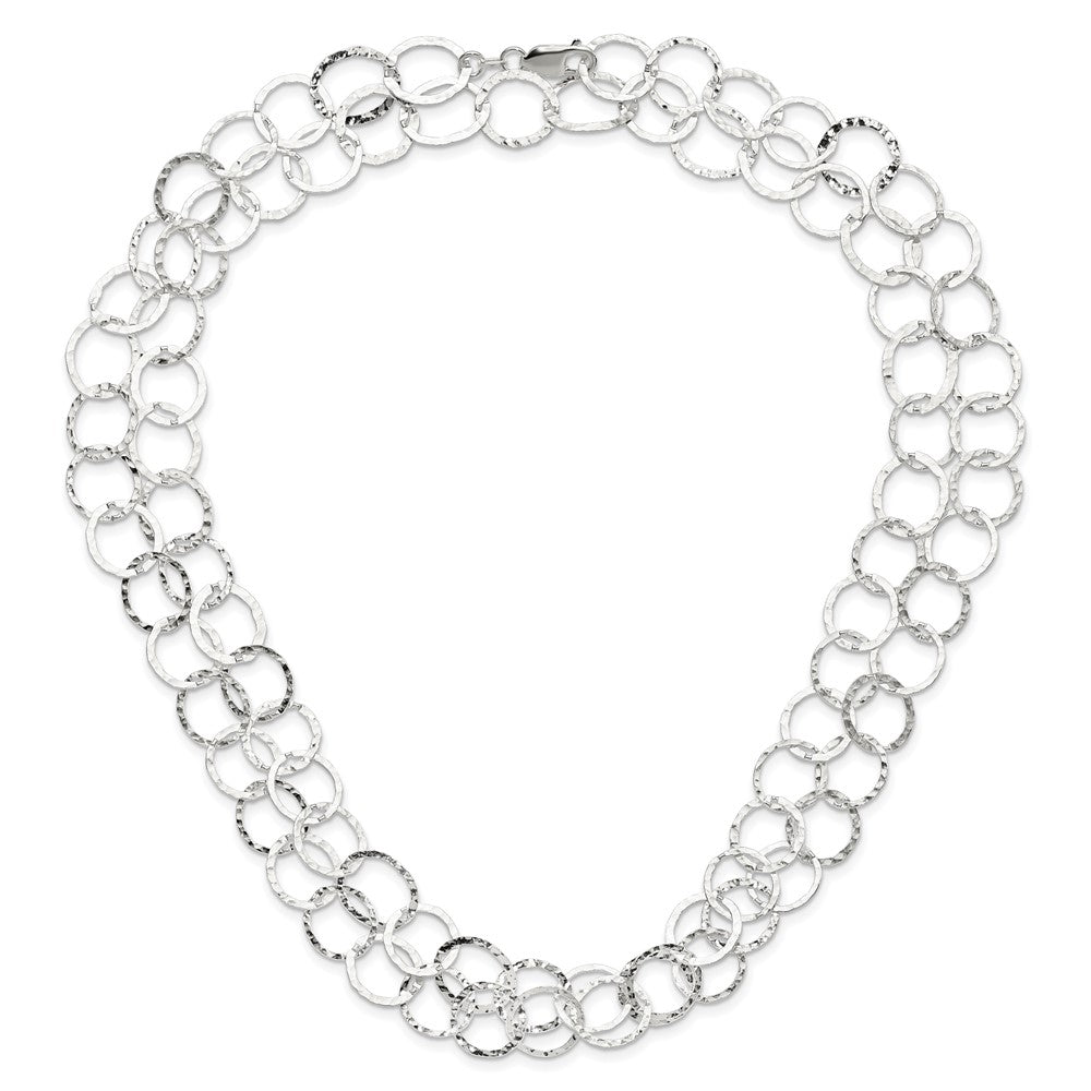 Sterling Silver Fancy Hammered Necklace
