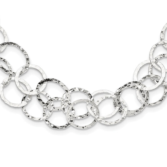 Sterling Silver Fancy Hammered Necklace