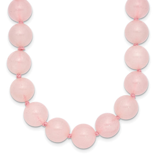 10-10.5mm Smooth Beaded Rose Quartz Necklace w/Sterling S.RH Clasp