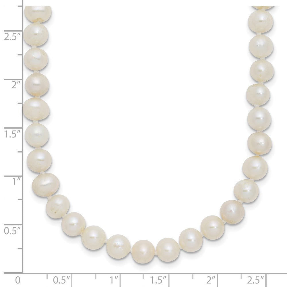 Sterling Silver Rhodium-plated 6-7mm White Near-Round Freshwater Cultured Pearl 24 inch Necklace