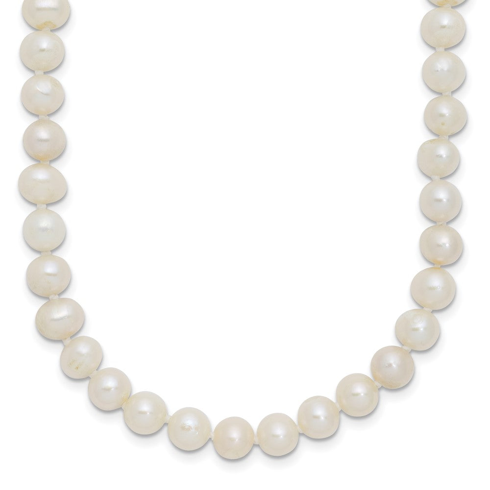 Sterling Silver Rhodium-plated 6-7mm White Near-Round Freshwater Cultured Pearl 24 inch Necklace