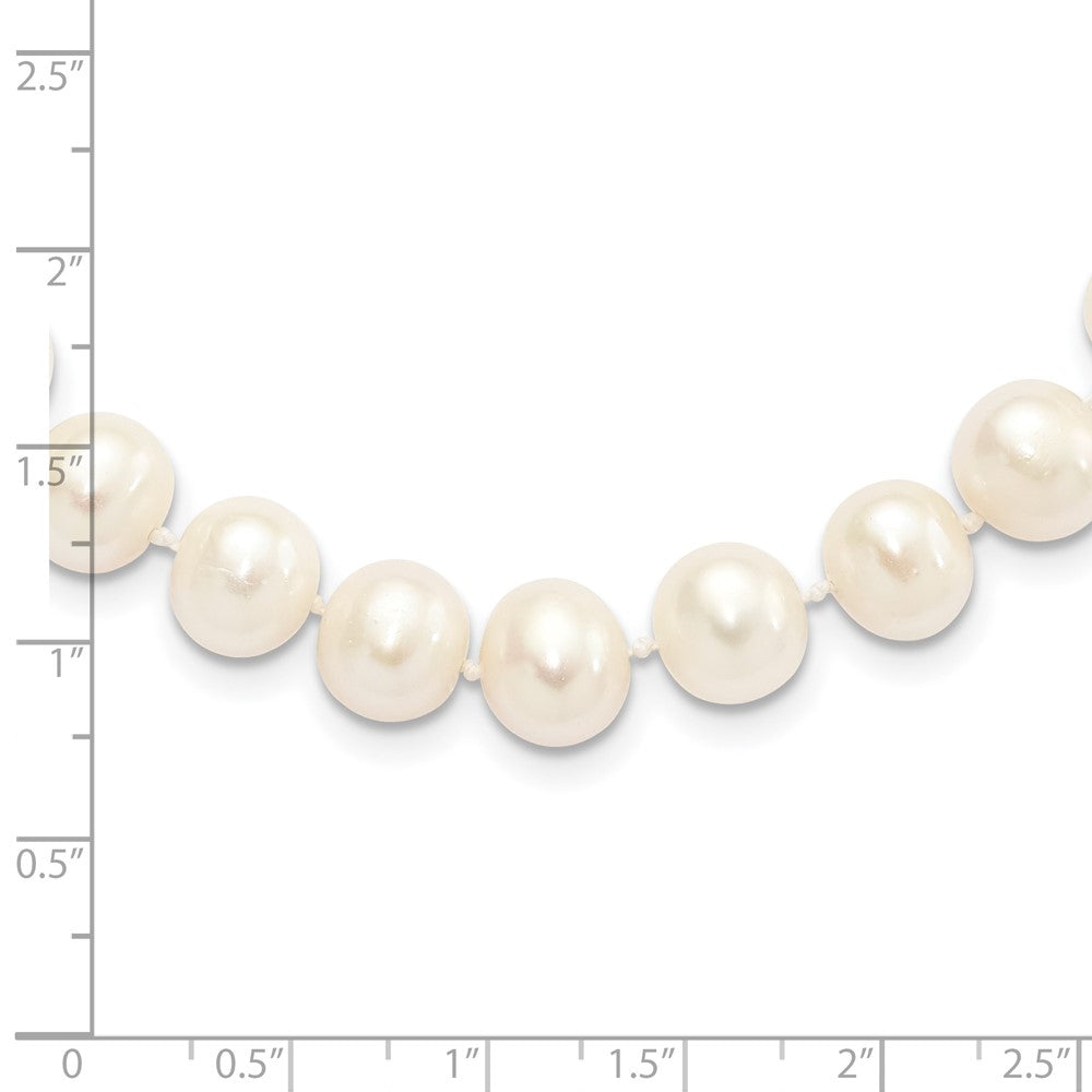 Sterling Silver Rhodium-plated 9-10mm White Near-Round Freshwater Cultured Pearl 18 inch Necklace