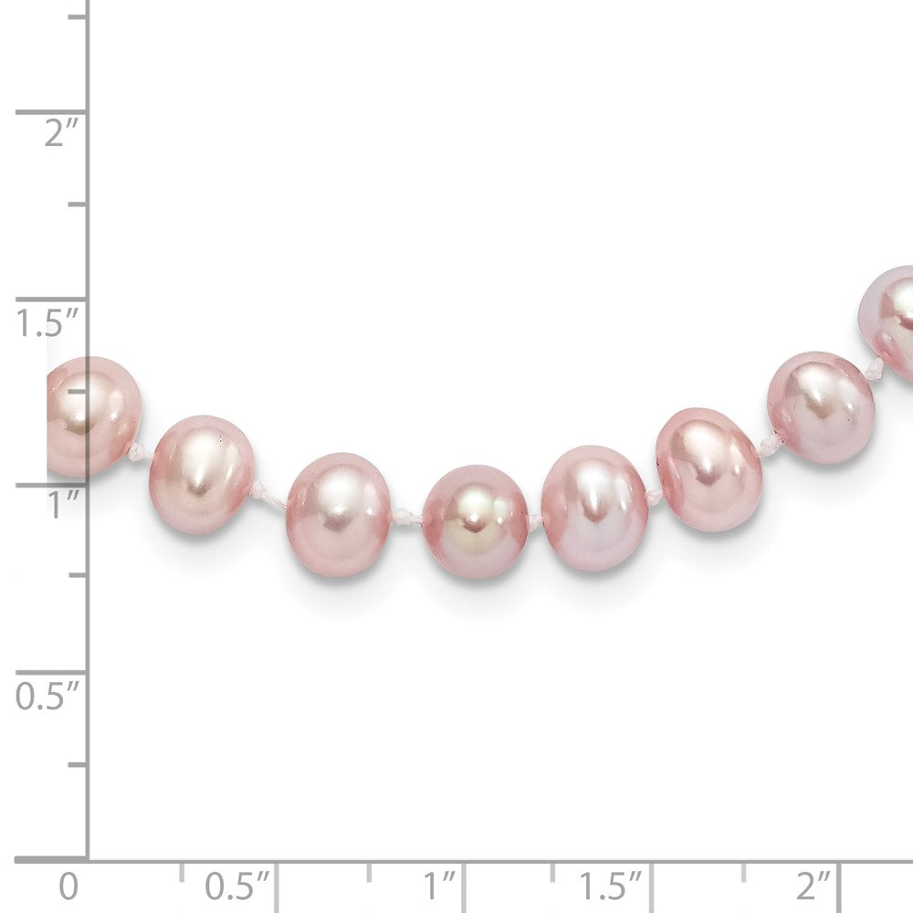 Sterling Silver Rhodium-plated 7-8mm Purple Near-Round Freshwater Cultured Pearl 16 inch Necklace