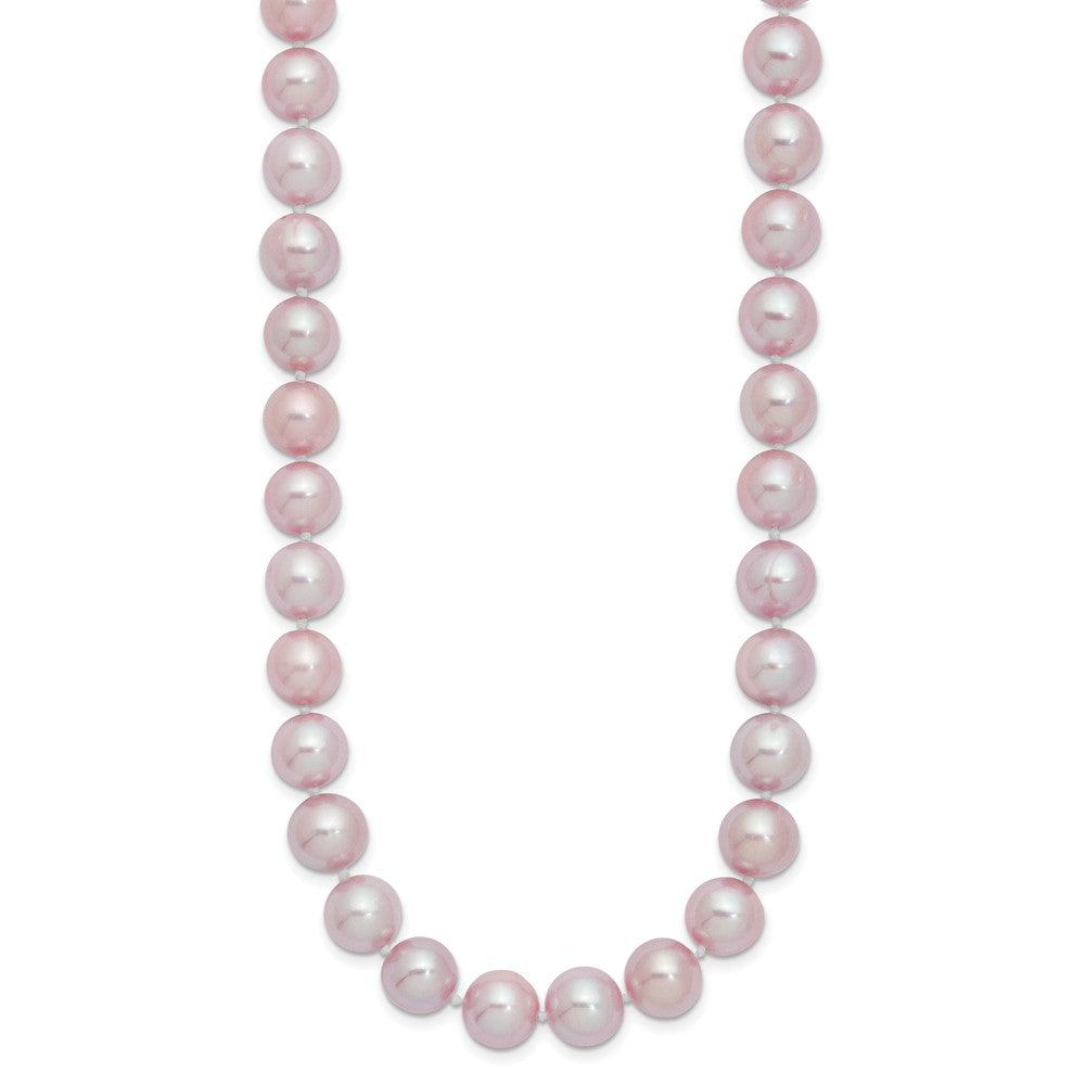 Sterling Silver Rhodium-plated 9-10mm Purple Near-Round Freshwater Cultured Pearl 18 inch Necklace