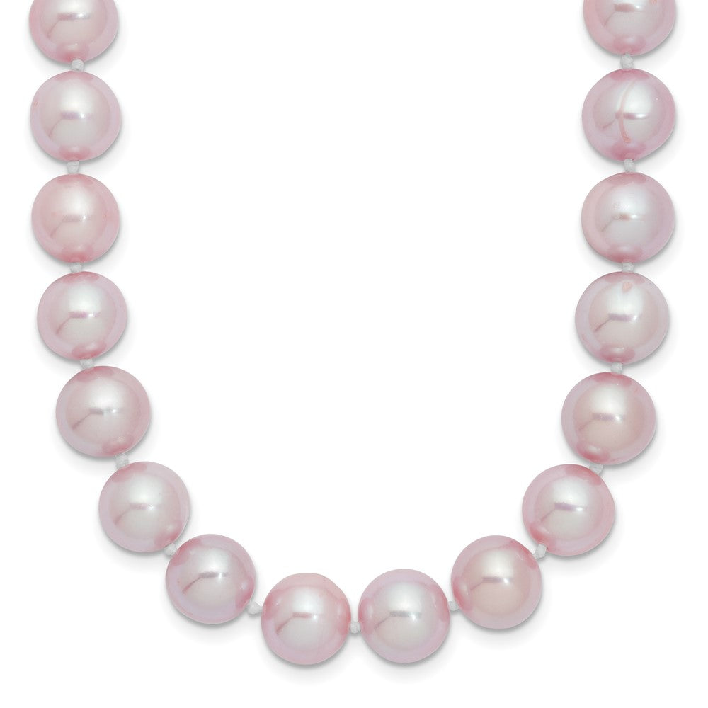 Sterling Silver Rhodium-plated 9-10mm Purple Near-Round Freshwater Cultured Pearl 18 inch Necklace