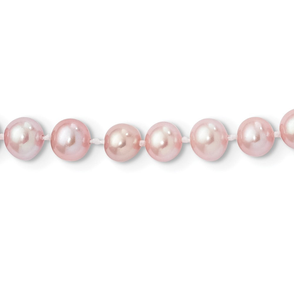 Sterling Silver Rhodium-plated 6-7mm Purple Near-Round Freshwater Cultured Pearl 20 inch Necklace