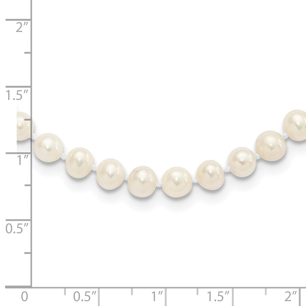 Sterling Silver Rhodium-plated 5-6mm White Near-Round Freshwater Cultured Pearl 16 inch Necklace