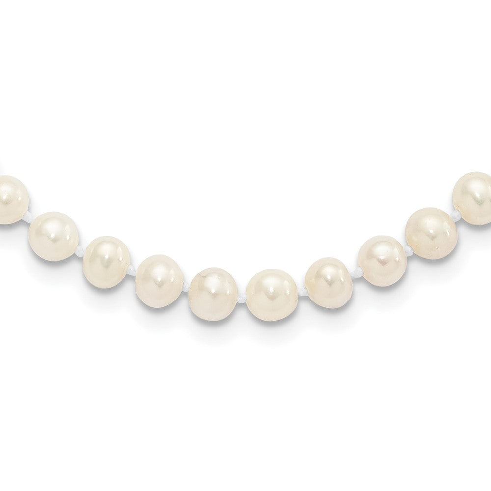 Sterling Silver Rhodium-plated 5-6mm White Near-Round Freshwater Cultured Pearl 20 inch Necklace
