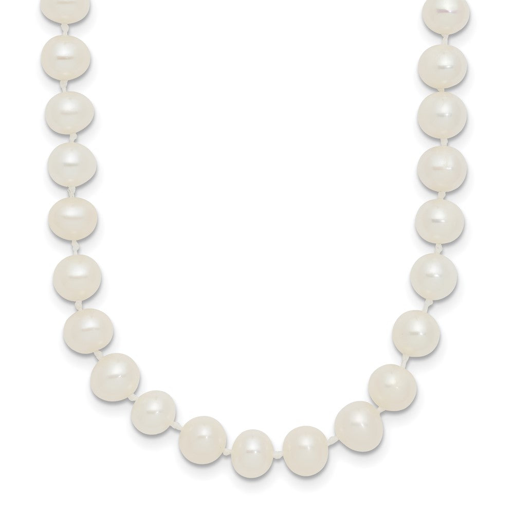 Sterling Silver Rhodium-plated 5-6mm White Near-Round Freshwater Cultured Pearl 16 inch Necklace