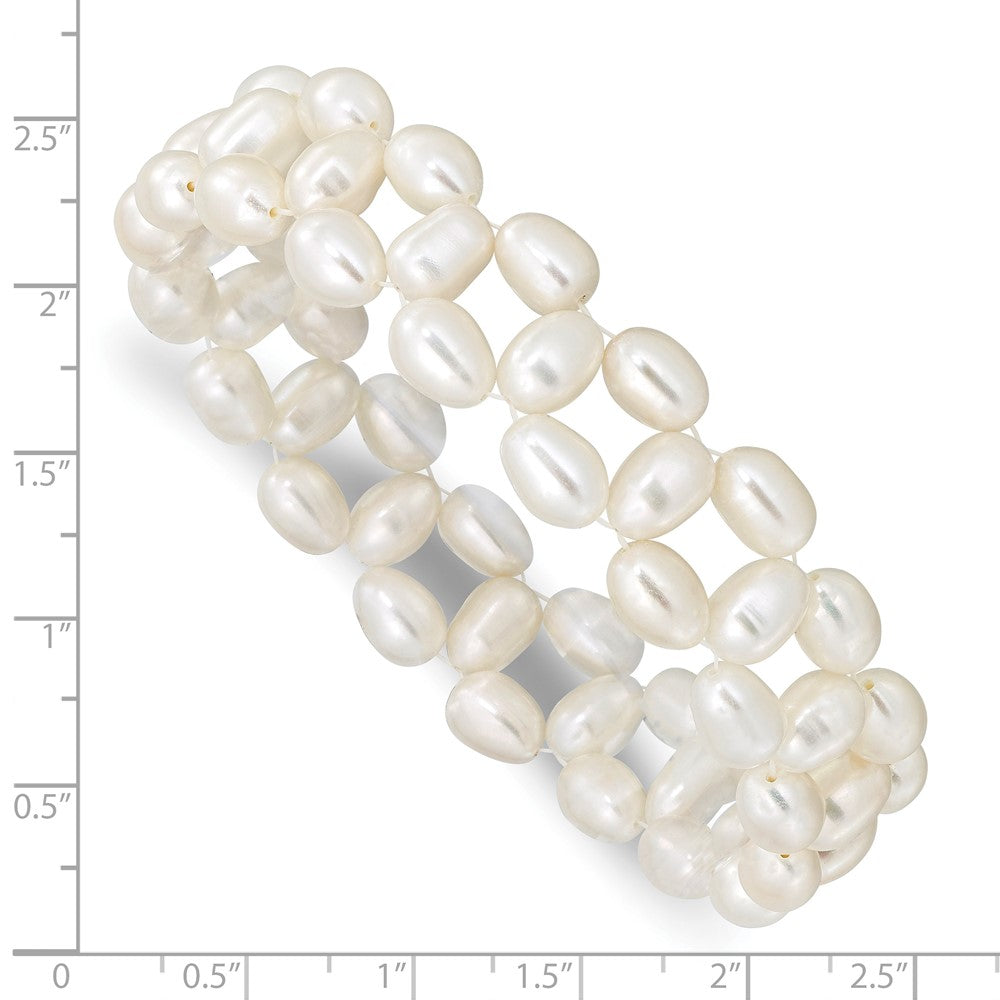 6-7mm White Rice Freshwater Cultured Pearl Stretch Bracelet