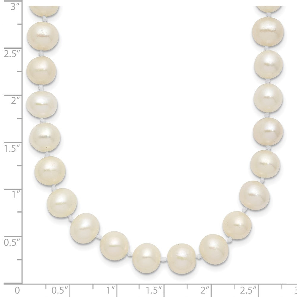 Sterling Silver Rhodium-plated 7-8mm White Near-Round Freshwater Cultured Pearl 24 inch Necklace