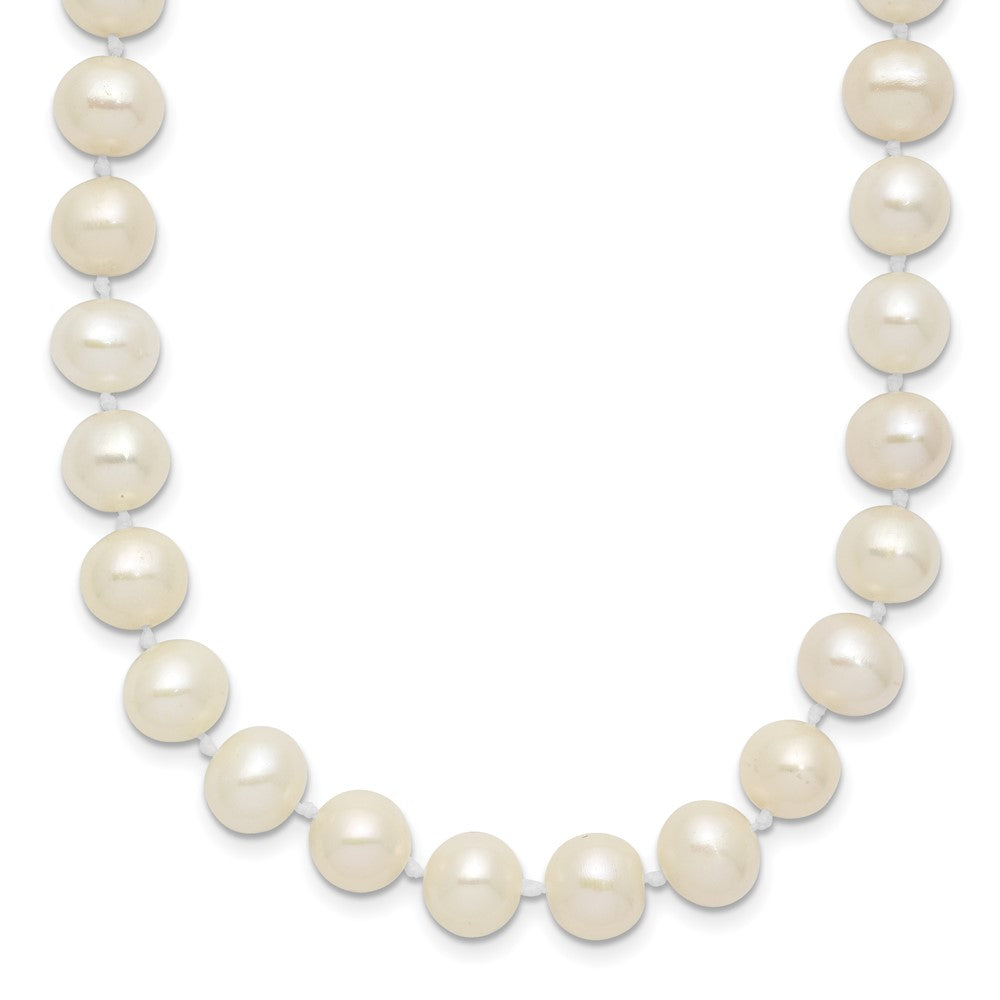 Sterling Silver Rhodium-plated 7-8mm White Near-Round Freshwater Cultured Pearl 18 inch Necklace