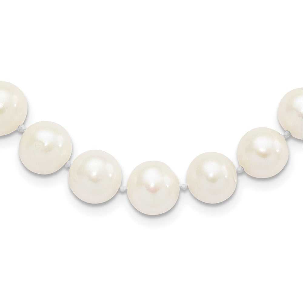 Sterling Silver Rhodium-plated 10-11mm White Near-Round Freshwater Cultured Pearl 18 inch Necklace