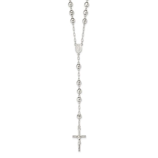 Sterling Silver Polished Rosary Necklace