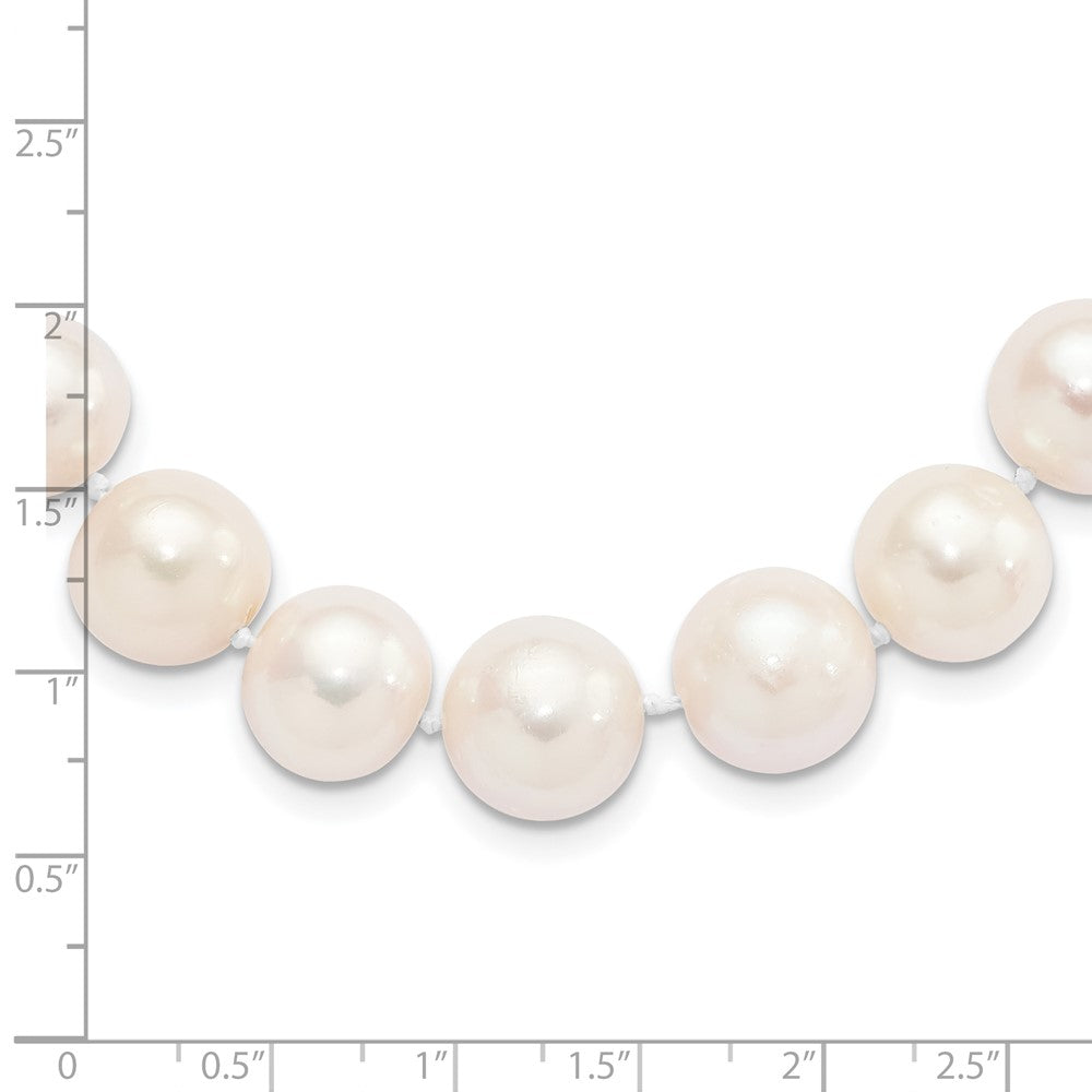 Sterling Silver Rhodium-plated 11-12mm White Near-Round Freshwater Cultured Pearl 20 inch Necklace