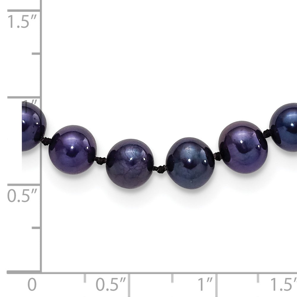 Sterling Silver Rhodium-plated 6-7mm Black Near-Round Freshwater Cultured Pearl 20 inch Necklace