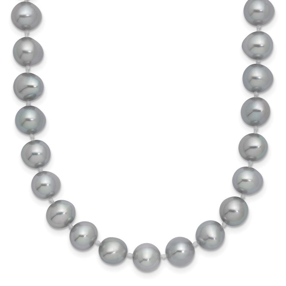 Sterling Silver Rhodium-plated 7-8mm Grey Near-Round Freshwater Cultured Pearl 20 inch Necklace