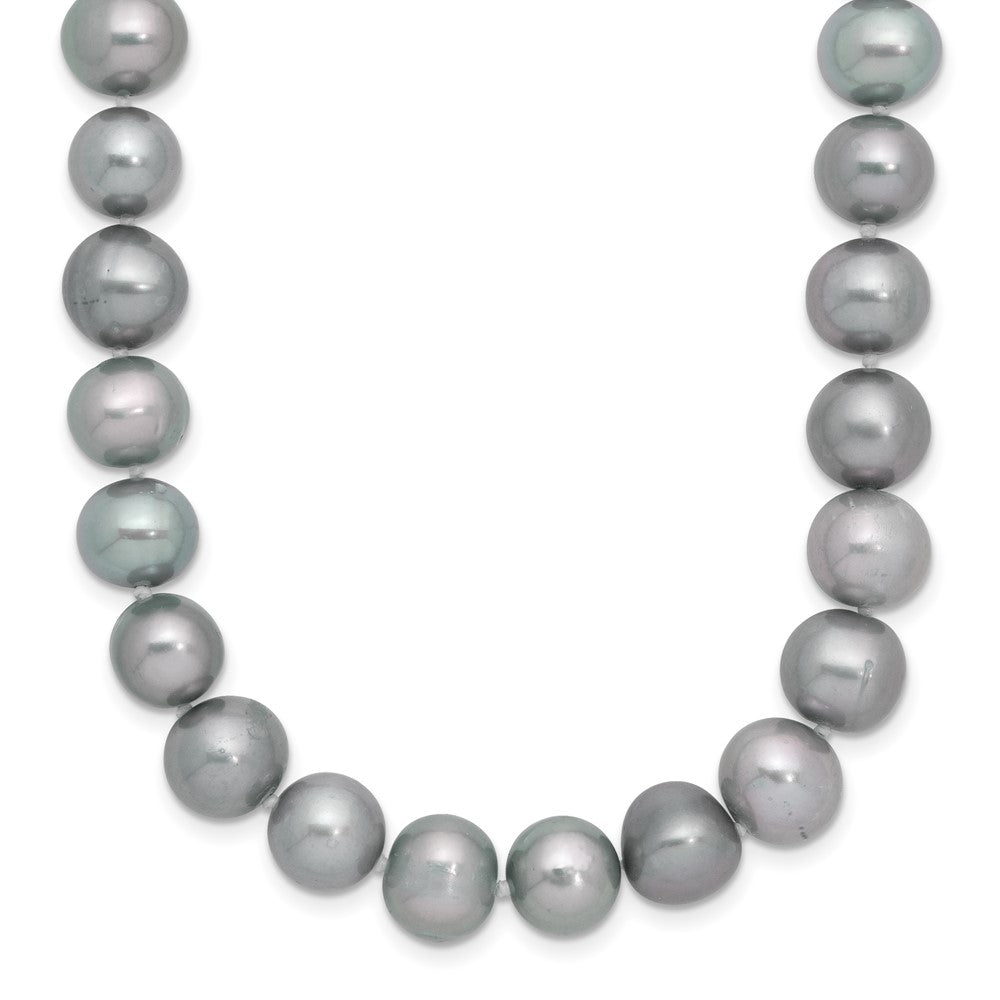 Sterling Silver Rhodium-plated 8-9mm Grey Near-Round Freshwater Cultured Pearl 20 inch Necklace