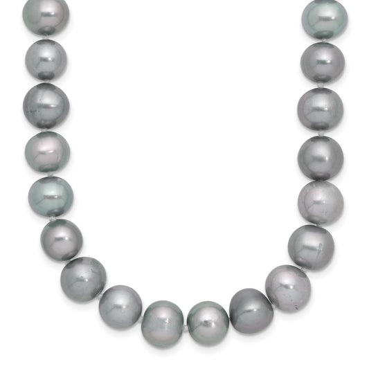 Sterling Silver Rhodium-plated 8-9mm Grey Near-Round Freshwater Cultured Pearl 20 inch Necklace