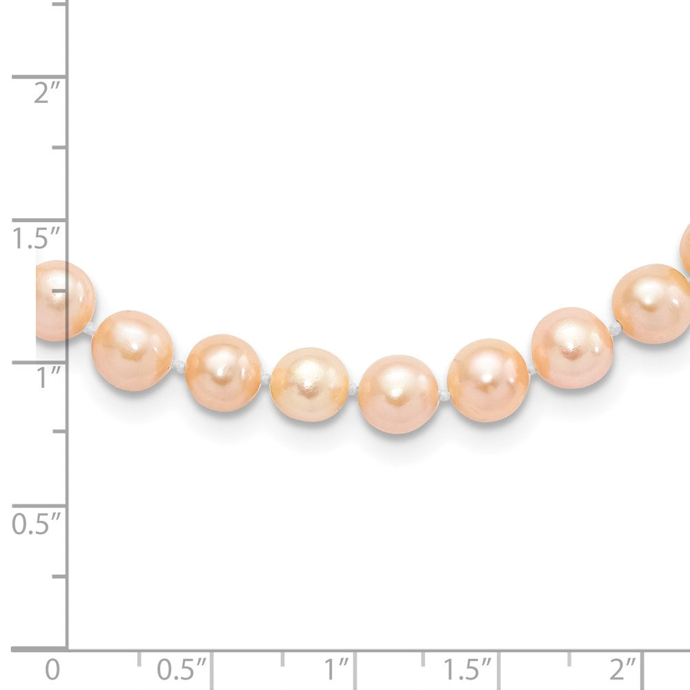 Sterling Silver Rhodium-plated 6-7mm Pink Near-Round Freshwater Cultured Pearl 18 inch Necklace