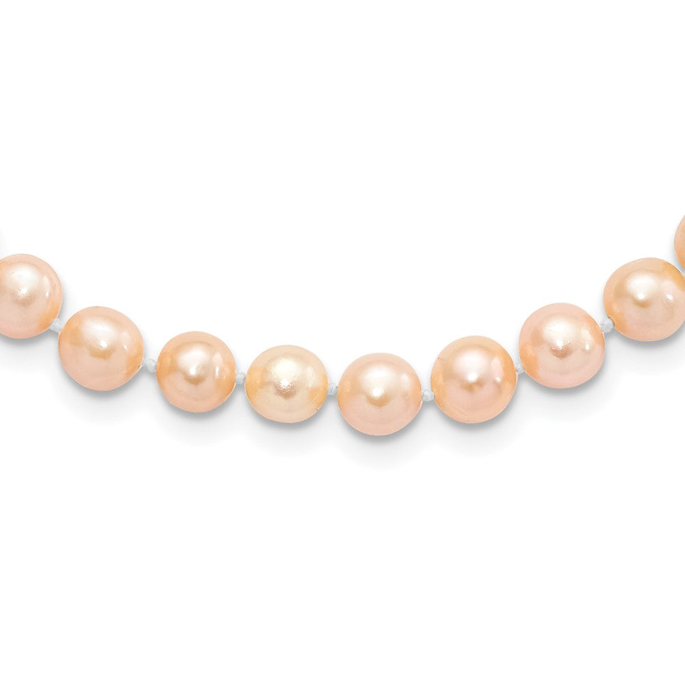 Sterling Silver Rhodium-plated 6-7mm Pink Near-Round Freshwater Cultured Pearl 18 inch Necklace