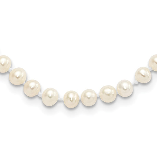 Sterling Silver Rhodium-plated 4-5mm White Near-Round Freshwater Cultured Pearl 16 inch Necklace