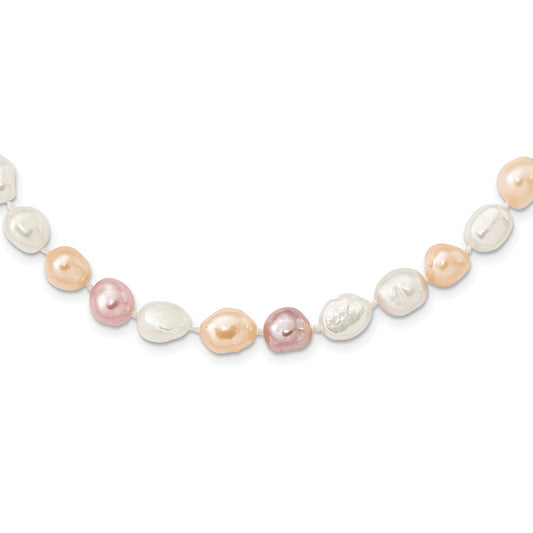 9-11mm White, Pink and Purple Baroque Freshwater Cultured Pearl Endless 64 inch Necklace