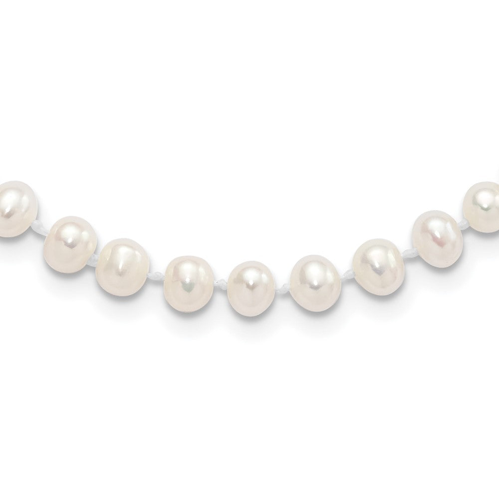 Sterling Silver Madi K Rhodium-plated 5-6mm White Semi-Round Freshwater Cultured Pearl 14 inch with 2 inch Extension Children's Necklace