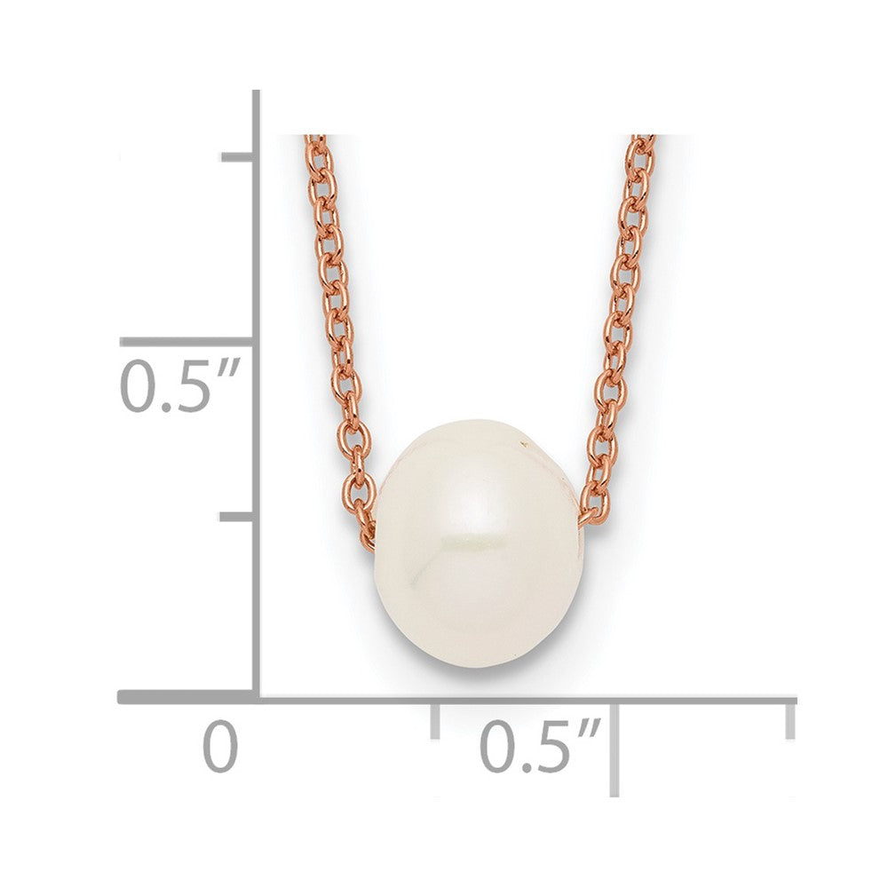 Sterling Silver Rose-tone 18k Flash Gold-plated 8-9mm White Near-Round Freshwater Cultured Pearl 18 inch Necklace