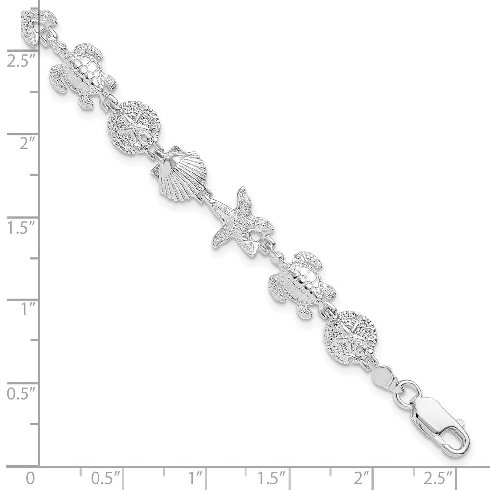 De-Ani Sterling Silver Rhodium-plated Polished and Textured 7.25 inch Bracelet