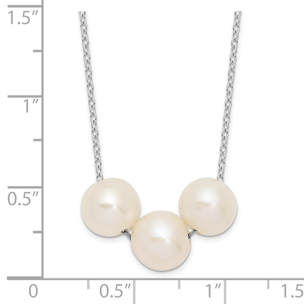 Sterling Silver Rhodium-plated 8-9mm White Near-Round Freshwater Cultured Pearl 17 inch Necklace