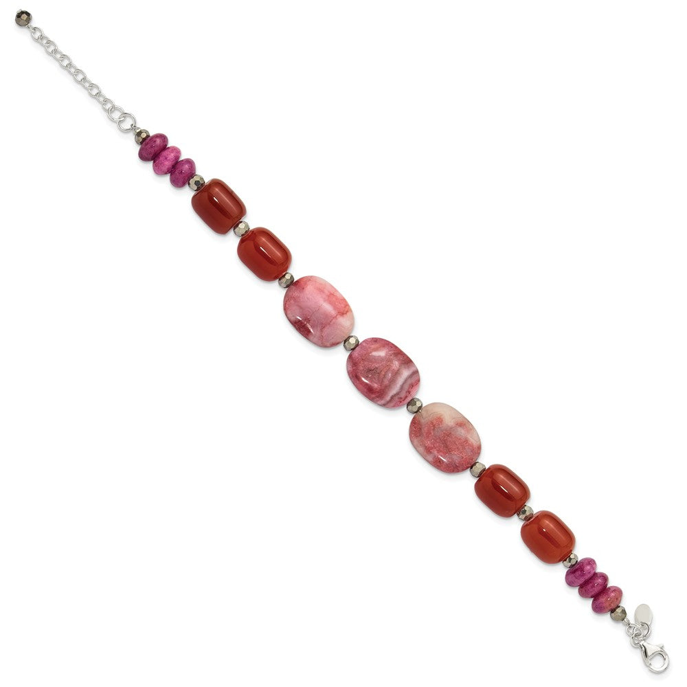 Sterling Silver Multi Stone 8in  w/1in ext Bracelet