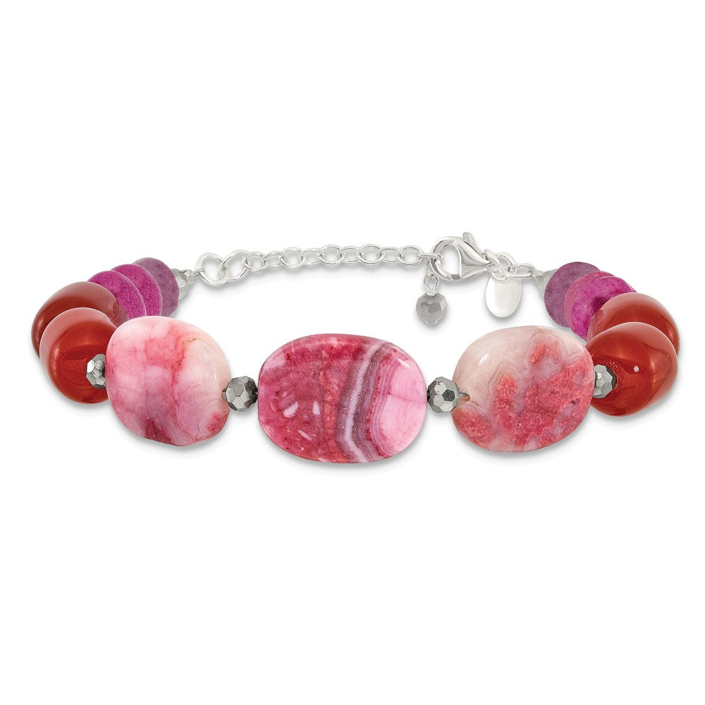 Sterling Silver Multi Stone 8in  w/1in ext Bracelet