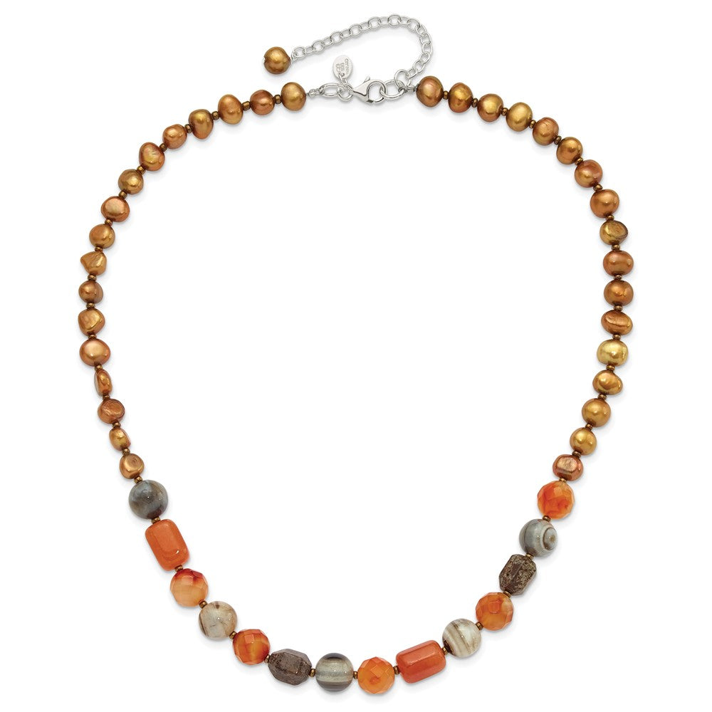 Sterling Silver Multi Stone 18.5in w/2in ext Necklace