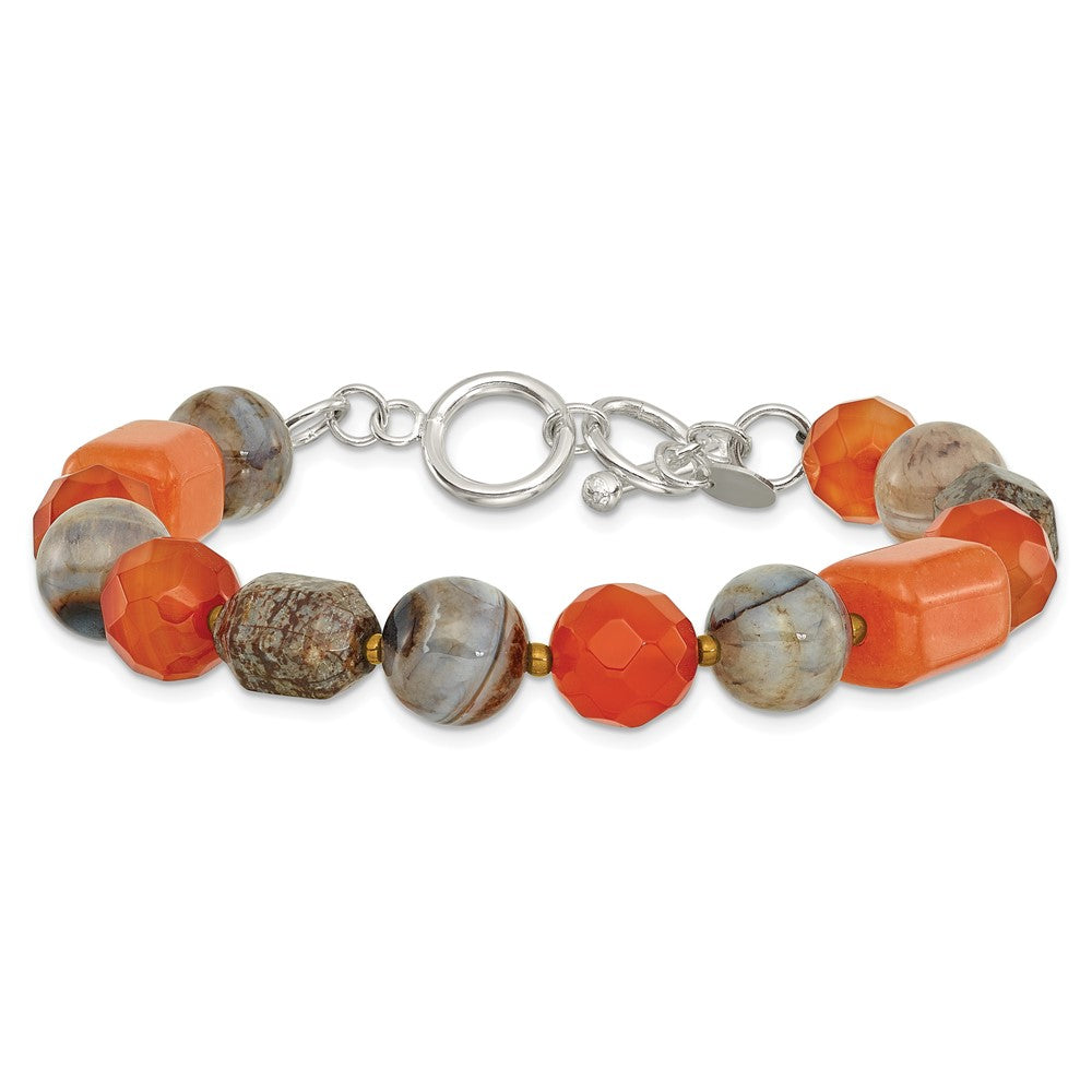 Sterling Silver Multi Stone 8in w/.5in ext Bracelet