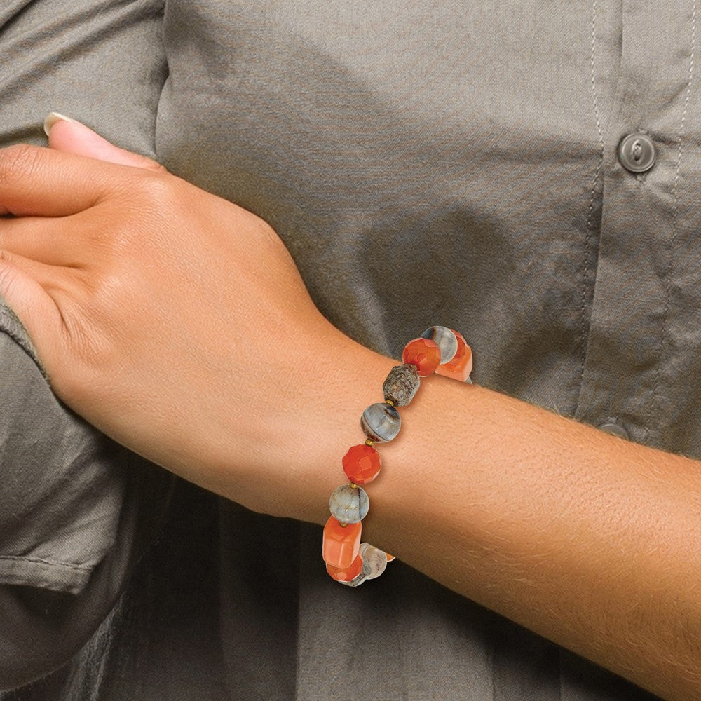 Sterling Silver Multi Stone 8in w/.5in ext Bracelet