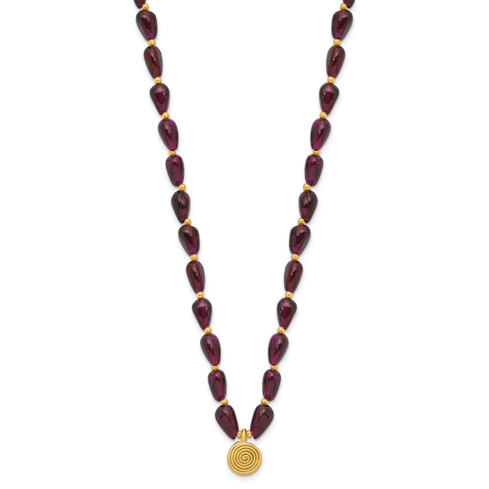 Sterling Silver Gold-plated Garnet 16in w/2in ext. Necklace