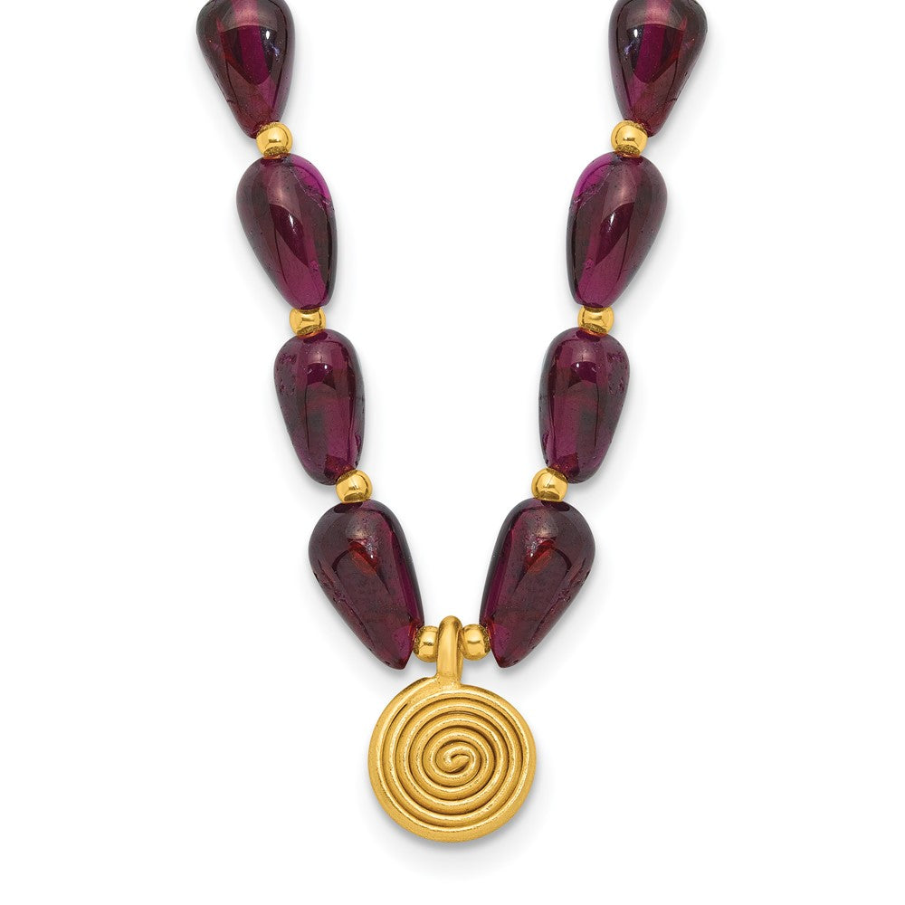Sterling Silver Gold-plated Garnet 16in w/2in ext. Necklace