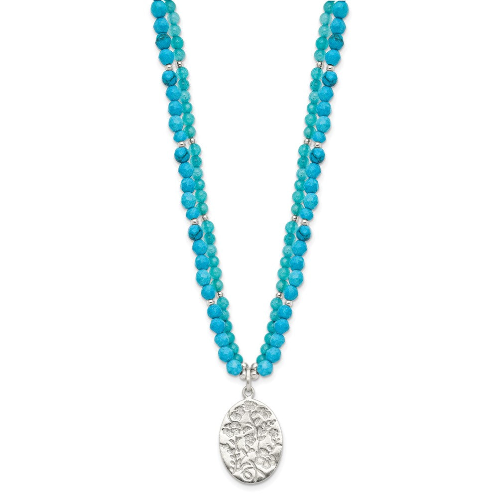Sterling Silver Recon Magnesite, Indicolite Quartz 2in ext Necklace
