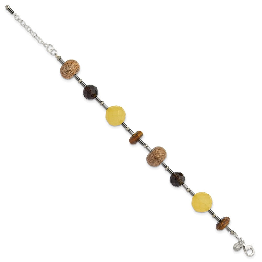 Sterling Silver Multi Stone 7.5in w/1in ext Bracelet