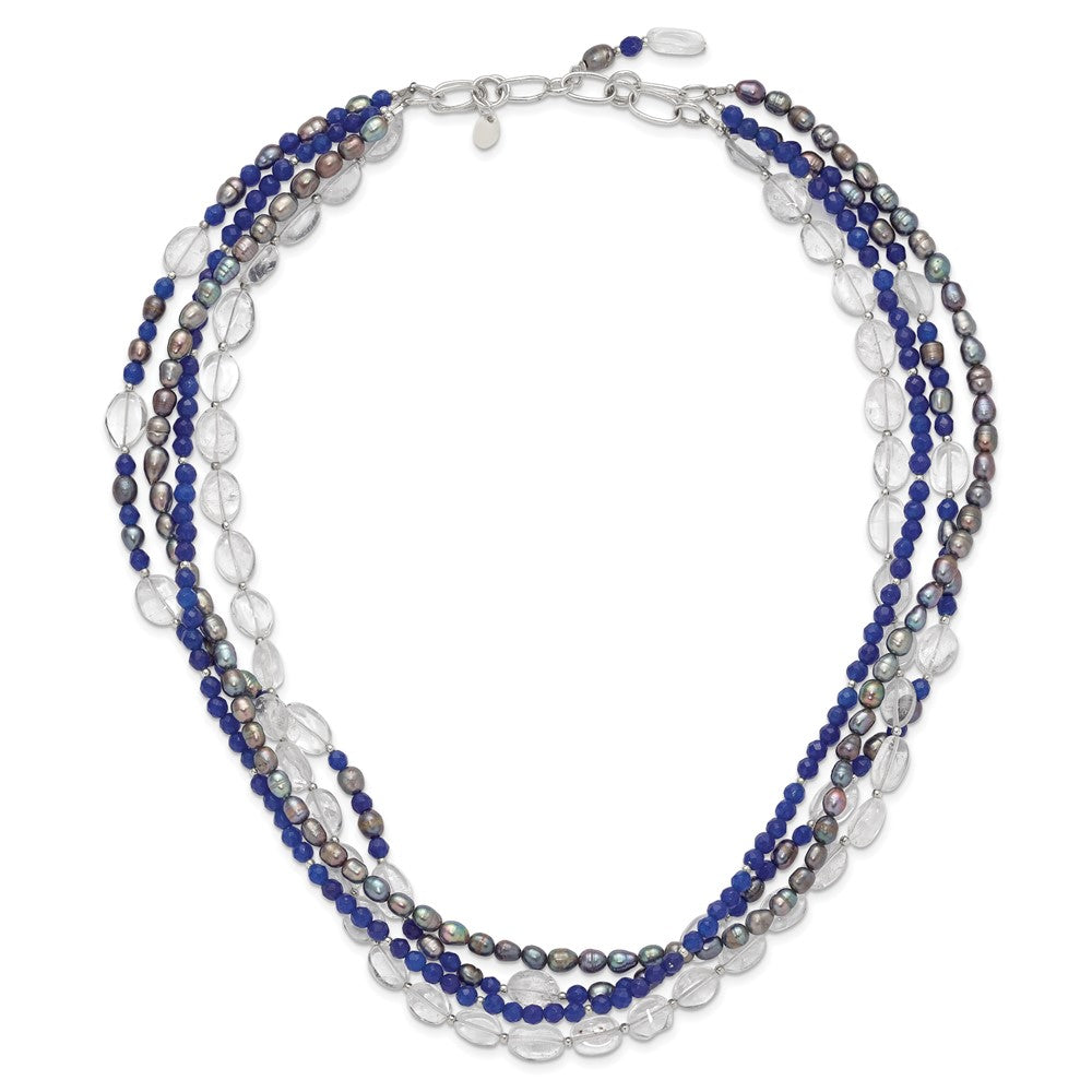 Sterling Silver FWC Pearl/Quartz Adjustable 17in or 40in Necklace