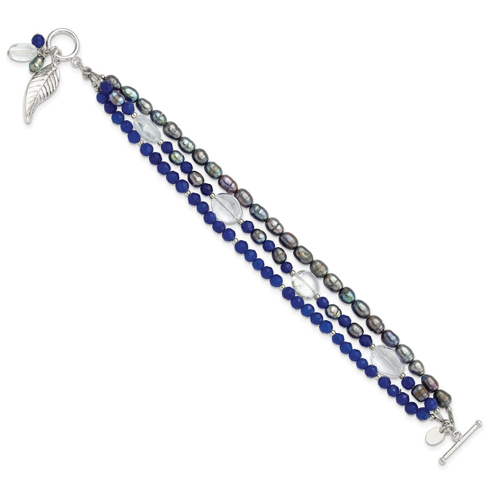 Sterling Silver Grey FWC Pearl and Quartz 7.25in Bracelet