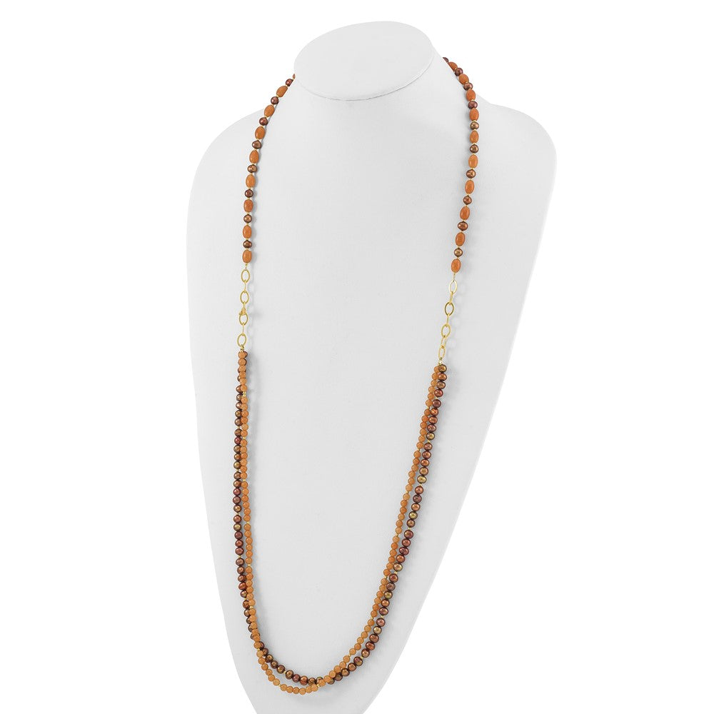 Sterling Silver Gold-plated Multi Stone Adj. 17in or 40in Necklace