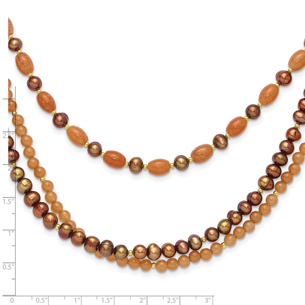 Sterling Silver Gold-plated Multi Stone Adj. 17in or 40in Necklace
