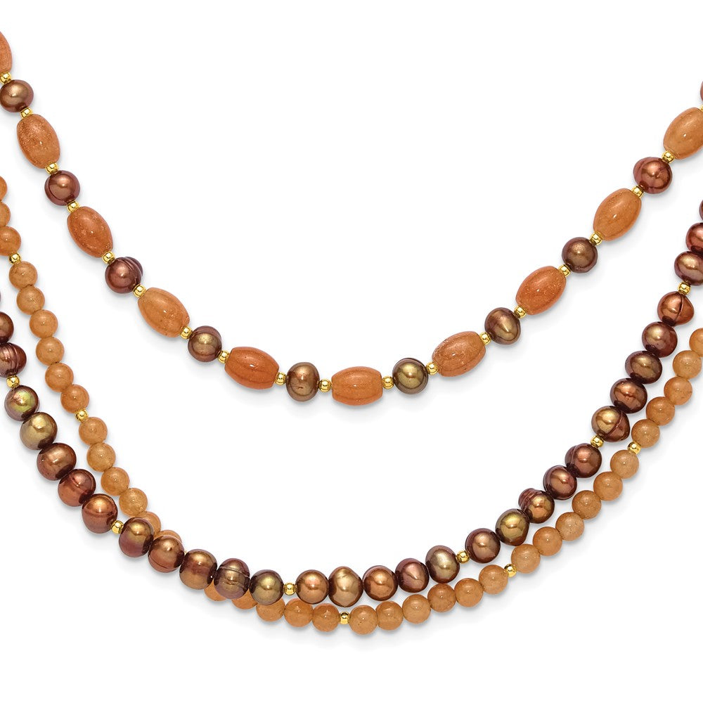 Sterling Silver Gold-plated Multi Stone Adj. 17in or 40in Necklace